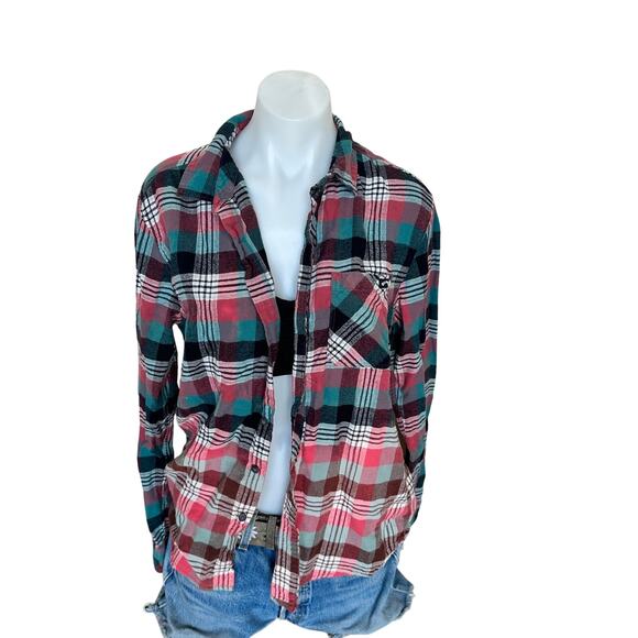 Grateful Dead Plaid Flannel Shirt SMALL Oversized Skeleton Roses One of Kind - Picture 4 of 6